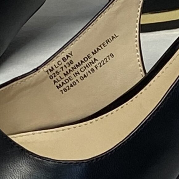 Liz Claiborne Pointed Closed Toe Chunky Low Heel Slingback Pumps LC Bay Black - Picture 10 of 13